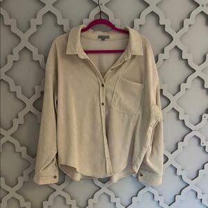 Cream Button-Up Corduroy Shirt